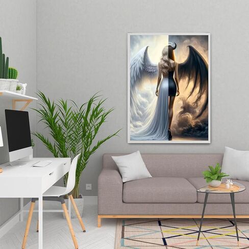 MOMDEDP 5D Angel Devil Diamond Painting Kits for Adults, Angel Wings Diamond Art Kits for,DIY Full Drill Diamond Dot Gem Art Kits for Adults Beginners,Wall Home Decor 12 X 16 inch in Saudi Arabia