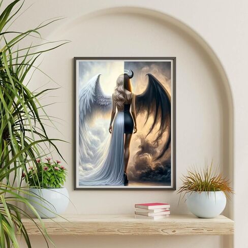 MOMDEDP 5D Angel Devil Diamond Painting Kits for Adults, Angel Wings Diamond Art Kits for,DIY Full Drill Diamond Dot Gem Art Kits for Adults Beginners,Wall Home Decor 12 X 16 inch in Saudi Arabia