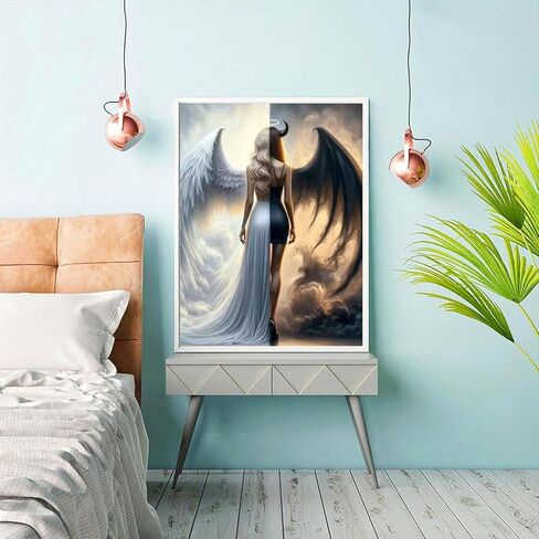MOMDEDP 5D Angel Devil Diamond Painting Kits for Adults, Angel Wings Diamond Art Kits for,DIY Full Drill Diamond Dot Gem Art Kits for Adults Beginners,Wall Home Decor 12 X 16 inch in Saudi Arabia