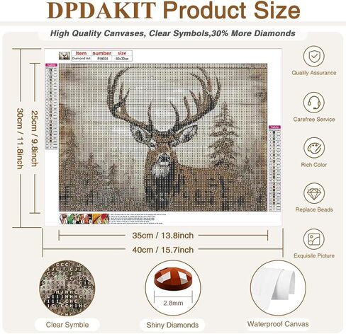 DPDAKIT Deer Diamond Art Kits for Adults, Forest Diamond Painting Kits for Beginner, 5D DIY Round Full Gem Art Crafts for Home Wall Decor Gift, 16x12inch in Saudi Arabia
