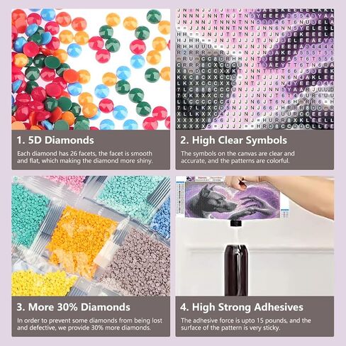 FHBUBPUP Dog Diamond Art Kits for Adults - 5D Full Drill Round Dog Diamond Painting Kits, Beginners DIY Gem Art Home Wall Decoration Crafts Gifts 12×12 Inch in Kuwait