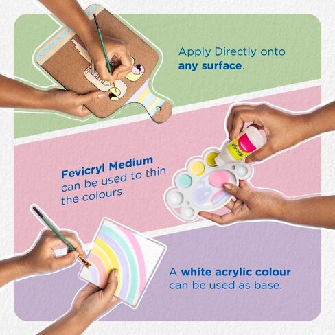 Fevicryl Multi Surface Pastel Acrylic Colours Kit 6 Shades X 15Ml | Ideal For Wood, Glass, Canvas, Metal, Plastic, Mould It | For Hobbyists, Artists, Diy Art And Craft in Saudi Arabia