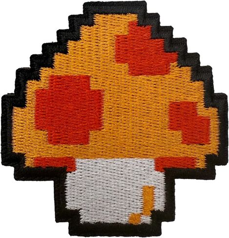 Pixel Mushroom Retro 8-Bit Game Power Up Patch, Cute Funny Tactical Embroidered Military Morale Patch Hook and Loop Patches for Backpack, Hat, DIY Applique, Molle Vest, Bag, Jackets, Clothing in Saudi Arabia