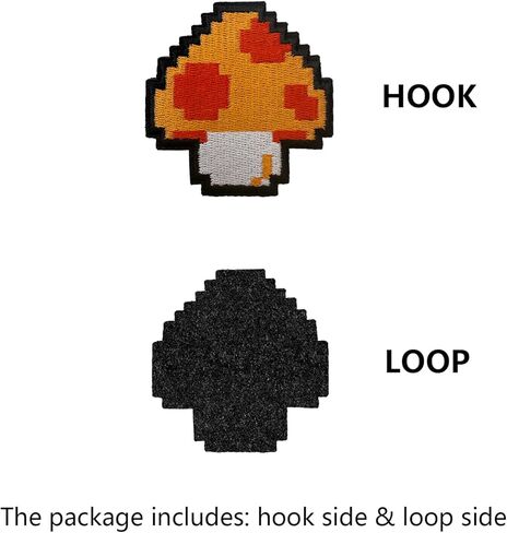 Pixel Mushroom Retro 8-Bit Game Power Up Patch, Cute Funny Tactical Embroidered Military Morale Patch Hook and Loop Patches for Backpack, Hat, DIY Applique, Molle Vest, Bag, Jackets, Clothing in Saudi Arabia