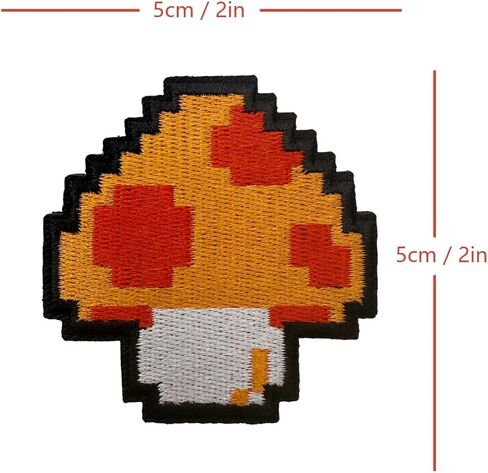Pixel Mushroom Retro 8-Bit Game Power Up Patch, Cute Funny Tactical Embroidered Military Morale Patch Hook and Loop Patches for Backpack, Hat, DIY Applique, Molle Vest, Bag, Jackets, Clothing in Saudi Arabia