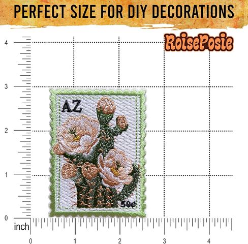Arizona Saguaro Cactus Blossom State Flower Patch, Stamp 3 Inches Iron On/Sew On Embroidered Applique Fabric Aesthetic Floral Patches for Clothes Backpacks Hat Jeans, Vintage Flower Patches in Saudi Arabia