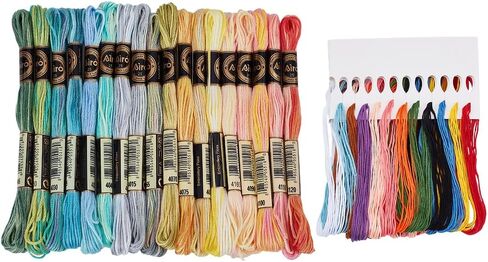 30 Skeins 2 Styles Colorful Embroidery Floss Variegated Gradient Cross Stitch Thread Friendship Bracelets Yarn String Threads Bulk Kit for Hand Sewing Jewelry Bracelet Making Crafts Crochet in Kuwait