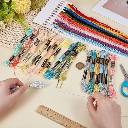 30 Skeins 2 Styles Colorful Embroidery Floss Variegated Gradient Cross Stitch Thread Friendship Bracelets Yarn String Threads Bulk Kit for Hand Sewing Jewelry Bracelet Making Crafts Crochet in Kuwait