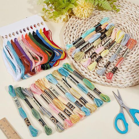 30 Skeins 2 Styles Colorful Embroidery Floss Variegated Gradient Cross Stitch Thread Friendship Bracelets Yarn String Threads Bulk Kit for Hand Sewing Jewelry Bracelet Making Crafts Crochet in Kuwait