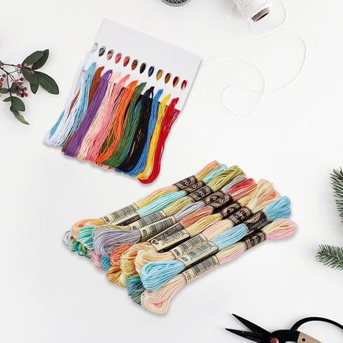 30 Skeins 2 Styles Colorful Embroidery Floss Variegated Gradient Cross Stitch Thread Friendship Bracelets Yarn String Threads Bulk Kit for Hand Sewing Jewelry Bracelet Making Crafts Crochet in Kuwait