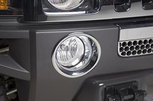 Front Bumper Driving Fog Light Ring Bezels Covers Trim Molding Chrome Compatible with 2006-2010 Hummer H3 in Saudi Arabia