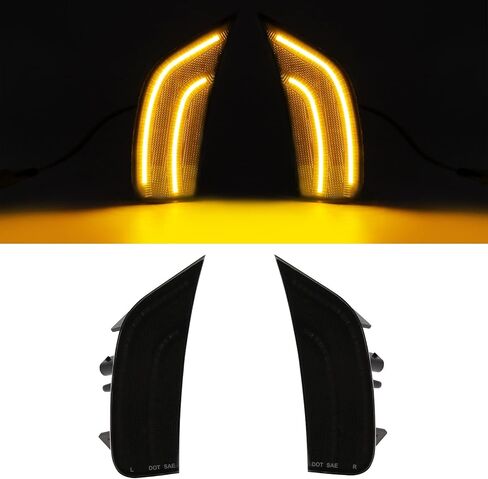 Smoked Lens LED Side Marker Light Compatible with 2021-2024 Yukon/Tahoe/Yukon Denali/Yukon XL/Escalade/Suburban/Escalade ESV Driver Passenger Sidemarkers Lamp Orange Front Turn Singal Lights in Saudi Arabia