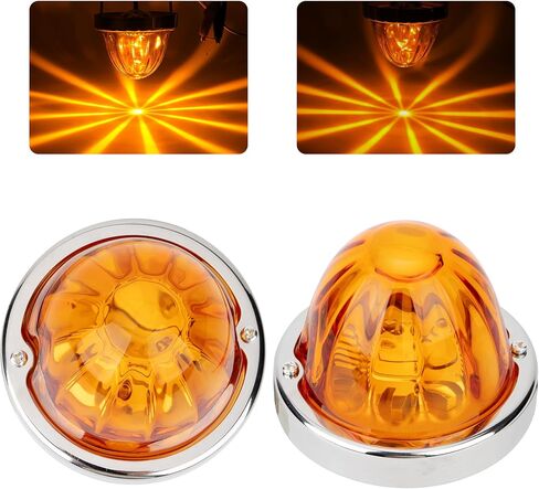 Glass Lens Watermelon Lights, LED Top Clearance Side Marker Turn Signal Lights with Glass Lens Amber Light for Trucks (2pcs amber lens amber light) in Saudi Arabia