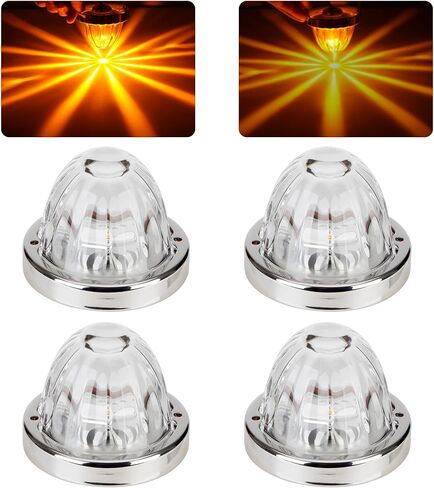 Glass Lens Watermelon Lights, LED Top Clearance Side Marker Turn Signal Lights with Glass Lens Amber Light for Trucks (2pcs amber lens amber light) in Saudi Arabia