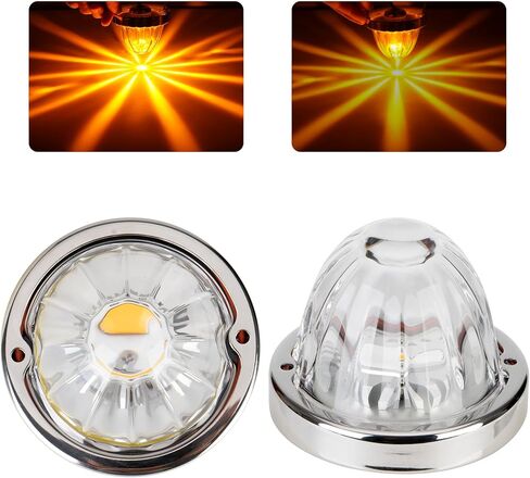 Glass Lens Watermelon Lights, LED Top Clearance Side Marker Turn Signal Lights with Glass Lens Amber Light for Trucks (2pcs amber lens amber light) in Saudi Arabia