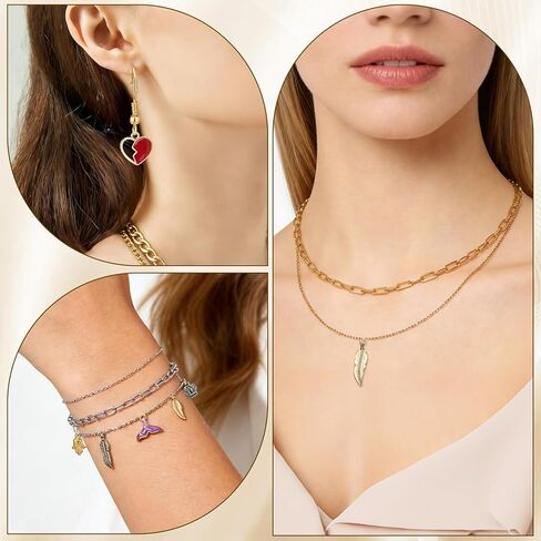 18K Gold Silver Necklace Chains for Jewelry Making - 79FT 16 Rolls Bracelet Chains with Charms - Letter Pendants, Jump Rings, Lobster Clasps, Pliers and Accessories for DIY Jewelry Crafting Gifts in Saudi Arabia