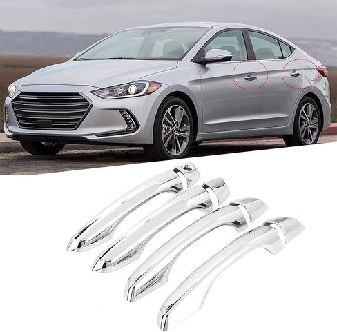 Qiilu Car Exterior Door Handle Cover Trim for Hyundai Elantra 2018-2019 8pcs Car Door Handle Grip Covers Exterior ABS Silver for Left-Hand Driving in Kuwait
