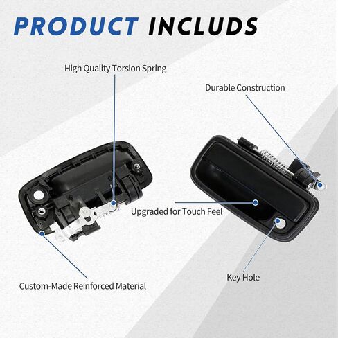 69220-35020 Exterior Front Driver Black Door Handle Replacement - Compatible with 1995-2004 Toyota Tacoma 1999 2000 2001 2002 2003 2004 1996 1997 1998- Plastic - OE 91319 79344 TO1310117 in Saudi Arabia