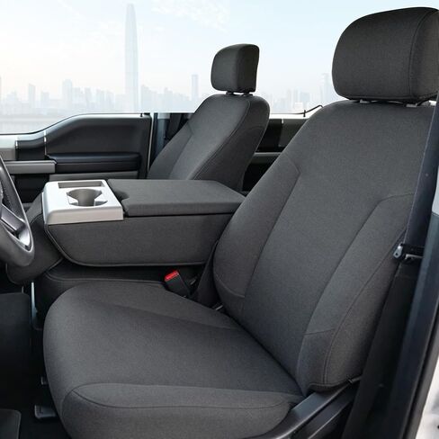 Oxford Fabric Seat Covers for Ford F150 XLT & Lariat 2014 for Ford F250 F350 F450 F550 XLT & Lariat 2015-2021,Front 40/20/40 Split Bench with Center Console - Gray in Saudi Arabia