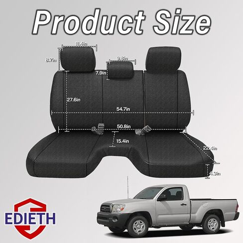 Custom Bench Seat Cover for Toyota Tacoma 2005 2006 2007 2008 2009 2010 2011 2012 2013 2014 Bench Seat Protector Made of Composite Sponge Fabric for Enhanced Elasticity and Cushioning - Black in Saudi Arabia