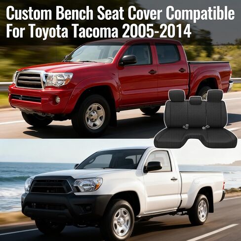 Custom Bench Seat Cover for Toyota Tacoma 2005 2006 2007 2008 2009 2010 2011 2012 2013 2014 Bench Seat Protector Made of Composite Sponge Fabric for Enhanced Elasticity and Cushioning - Black in Saudi Arabia