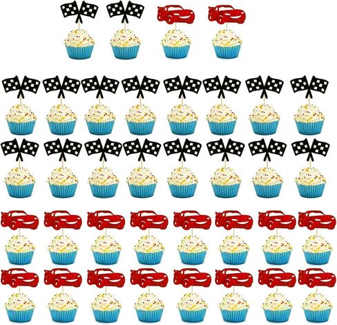 36Pcs Race Car Cupcake Toppers – Racing Birthday Decorations for Boys – Party Supplies, Cake Picks & Favors for Race Themed Celebration in Saudi Arabia
