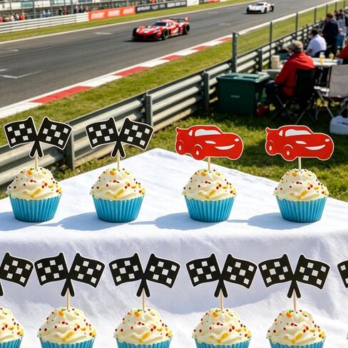 36Pcs Race Car Cupcake Toppers – Racing Birthday Decorations for Boys – Party Supplies, Cake Picks & Favors for Race Themed Celebration in Saudi Arabia
