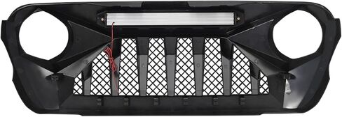 AMERICAN MODIFIED Demon Grille with LED Off Road Lights Compatible with 2018 to 2021 Wrangler JL and Gladiator JT without Trailcam, Matte Black in Saudi Arabia