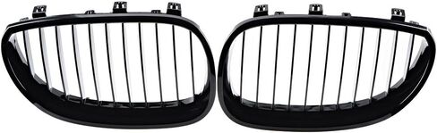 Front Glossy Black Wide Kidney Center Grilles Compatible with 2003-2010 BMW E60 E61 5 Series Replacement in Kuwait