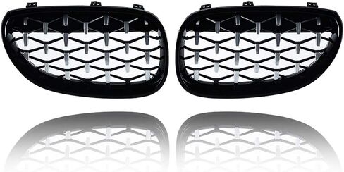 Front Glossy Black Wide Kidney Center Grilles Compatible with 2003-2010 BMW E60 E61 5 Series Replacement in Kuwait
