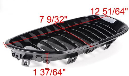 Front Glossy Black Wide Kidney Center Grilles Compatible with 2003-2010 BMW E60 E61 5 Series Replacement in Kuwait