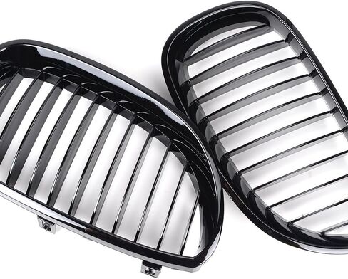 Front Glossy Black Wide Kidney Center Grilles Compatible with 2003-2010 BMW E60 E61 5 Series Replacement in Kuwait