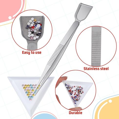 20Pcs Rhinestone Picker Tool Kit, 8 Self-Adhesive Wax Pencil for Rhinestones, 10 Rhinestone Trays, Nail Art Gem Dotting Crystal Pick up Tools with Pick up Tweezers Sharpener in Kuwait
