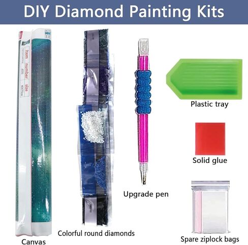 Aurora Diamond Art Kits for Adults, 5D Aurora Moon Diamond Painting Kits for Beginners, DIY Full Drill Moon Dots Gem Art Paint for Home Wall Decor 12 x 16 Inch in Kuwait