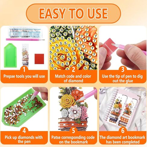 ZLFSRQ 4Pcs Diamond Art Bookmarks for Adults DIY Diamond Painting Bookmarks with Pendant Handmade Bookmark Gifts for Women Book Lovers Flower Book Mark Making Kit Supplies Graduation Birthday Gifts in Saudi Arabia