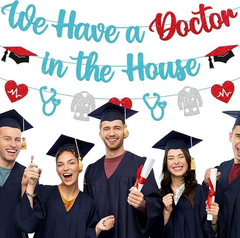 We Have a Doctor in the House Banner Medical Doctor Graduation Party Decorations Dentist 2026 Medical College School Survivor Congrats Grad Party Supplies in Saudi Arabia