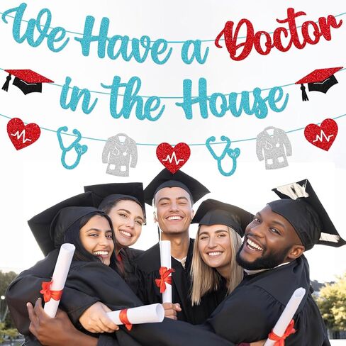 We Have a Doctor in the House Banner Medical Doctor Graduation Party Decorations Dentist 2026 Medical College School Survivor Congrats Grad Party Supplies in Saudi Arabia