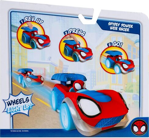 Jazwares Marvel Spidey and His Amazing Friends Power Web Racer - 8-Inch Vehicle with Rev Up Spoiler, Light Up Wheels, and Built-in-Character in Kuwait