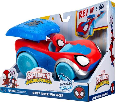 Jazwares Marvel Spidey and His Amazing Friends Power Web Racer - 8-Inch Vehicle with Rev Up Spoiler, Light Up Wheels, and Built-in-Character in Kuwait