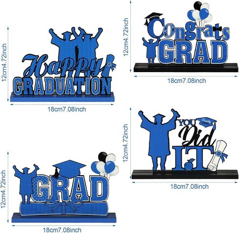 Yulejo 4 Pcs 2026 Graduation Party Decorations Table Centerpieces Wooden Class of 2026 Graduation Congratulate Table Topper for Grad Ornaments Decorations Party Supplies Favors(Blue) in Saudi Arabia