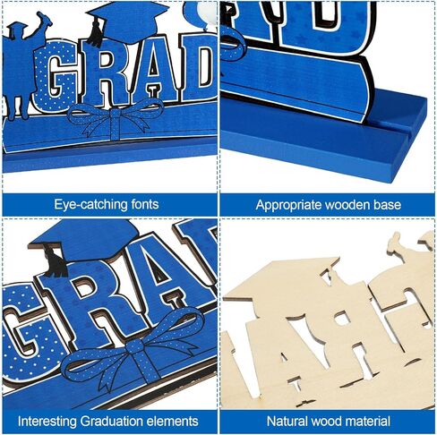 Yulejo 4 Pcs 2026 Graduation Party Decorations Table Centerpieces Wooden Class of 2026 Graduation Congratulate Table Topper for Grad Ornaments Decorations Party Supplies Favors(Blue) in Saudi Arabia