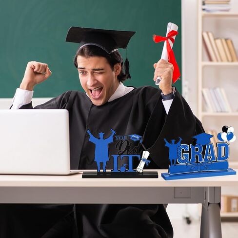 Yulejo 4 Pcs 2026 Graduation Party Decorations Table Centerpieces Wooden Class of 2026 Graduation Congratulate Table Topper for Grad Ornaments Decorations Party Supplies Favors(Blue) in Saudi Arabia
