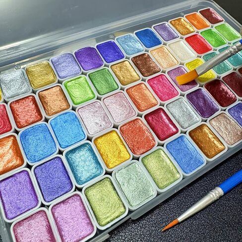 60-Color Metal Watercolor Paint Set, Portable Pearl Solid Watercolor Pigments, Ideal for Artists and Professionals, Excellent for Chinese Painting, Tanka, Crafts in Kuwait