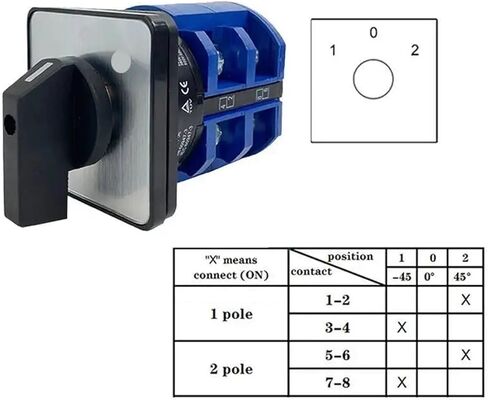 LW26-63 YMW26-63/2M Changeover Cam Mains Rotary Switch 63A 2 Poles 8 Terminals with Protective Box IP65(102 Only Switch) in Kuwait