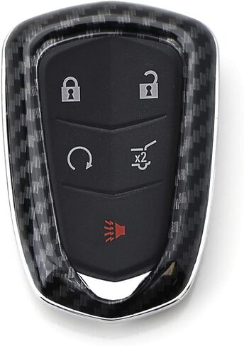 iJDMTOY Exact Fit Black Glossy Carbon Fiber Finish Key Fob Shell Compatible with 2015-19 Cadillac ATS CTS CT6 ELR XTS XT5 SRX Escalade Smart Key (Please Verify Your Actual Key Before Buying) in Kuwait
