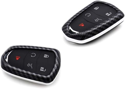 iJDMTOY Exact Fit Black Glossy Carbon Fiber Finish Key Fob Shell Compatible with 2015-19 Cadillac ATS CTS CT6 ELR XTS XT5 SRX Escalade Smart Key (Please Verify Your Actual Key Before Buying) in Kuwait