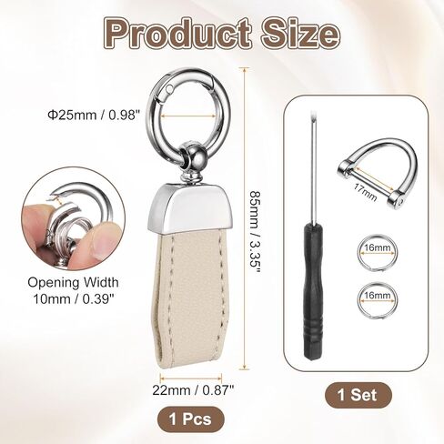uxcell Car Key Chain, Zinc Alloy Leather Car Keychain Anti-lost D-Ring Key Chain Fob Rotatable Decorative with Screwdriver in Kuwait