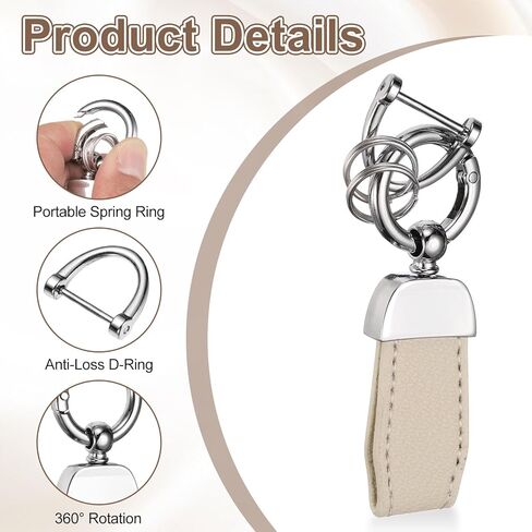 uxcell Car Key Chain, Zinc Alloy Leather Car Keychain Anti-lost D-Ring Key Chain Fob Rotatable Decorative with Screwdriver in Kuwait
