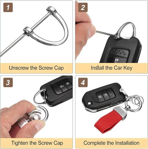uxcell Car Key Chain, Zinc Alloy Leather Car Keychain Anti-lost D-Ring Key Chain Fob Rotatable Decorative with Screwdriver in Kuwait