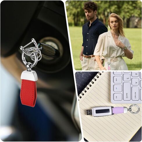 uxcell Car Key Chain, Zinc Alloy Leather Car Keychain Anti-lost D-Ring Key Chain Fob Rotatable Decorative with Screwdriver in Kuwait